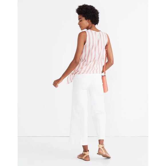 Madewell Side-Tie Tank Marcia Stripe J1128 Size Large 100% Cotton Beachy Light - Picture 4 of 8